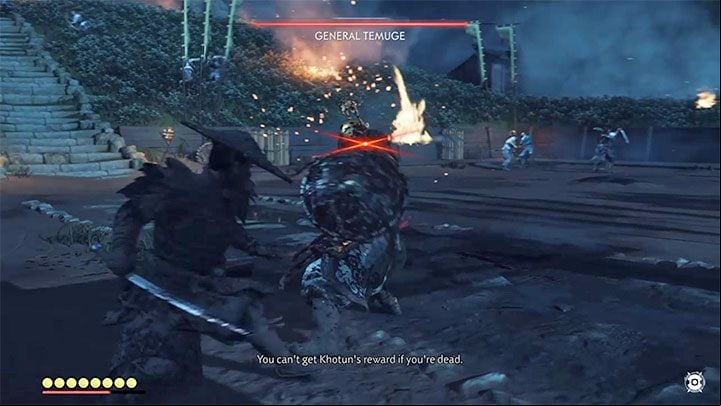 The fight against General Temuge isnt difficult - Ghost of Tsushima: The Ghost of Yarikawa walkthrough, video guide - Act 2 - Ghost of Tsushima Guide, Walkthrough