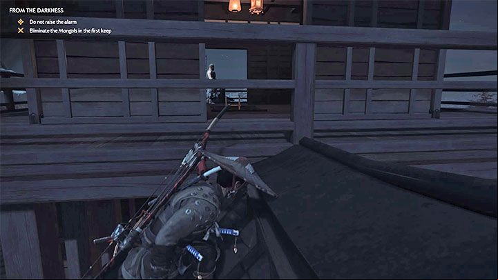 There are two Mongols on the second floor - Ghost of Tsushima: From the Darkness walkthrough, video guide - Act 2 - Ghost of Tsushima Guide, Walkthrough