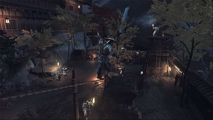 Jump on the lower part of the roof, but dont jump all the way down - Ghost of Tsushima: From the Darkness walkthrough, video guide - Act 2 - Ghost of Tsushima Guide, Walkthrough