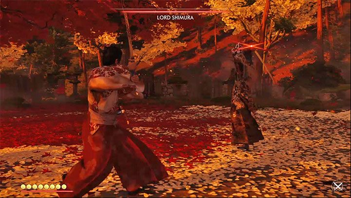 The biggest threat, of course, is Lord Shimuras red attacks - Ghost of Tsushima: How to beat Lord Shimura? Video guide - Main quests - Ghost of Tsushima Guide, Walkthrough