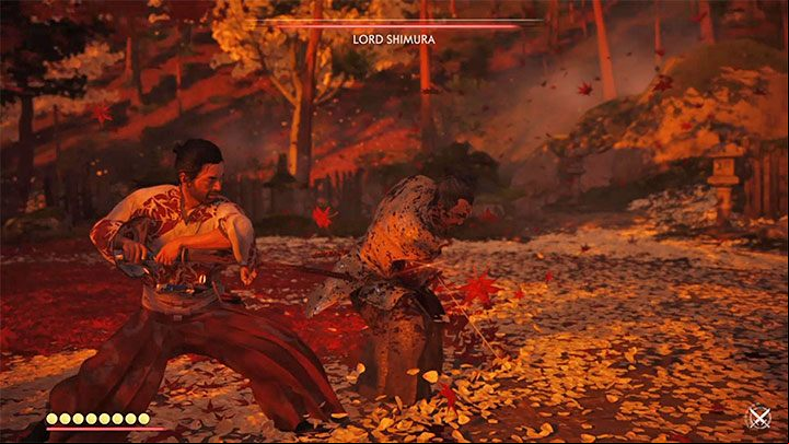 , you activate perfect parry by pressing L1 at the last moment, and perfect dodges by pressing the Circle right before the attack hits you - Ghost of Tsushima: How to beat Lord Shimura? Video guide - Main quests - Ghost of Tsushima Guide, Walkthrough