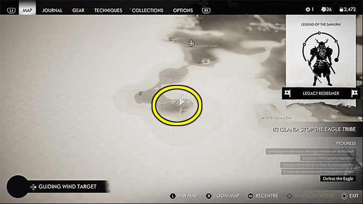 Saruiwa is a location with a mountain, which can be found in the southwest part of Iki Island - Ghost of Tsushima Iki Island: How to reach Saruiwa peak? - Secrets and Collectibles - Ghost of Tsushima Guide, Walkthrough