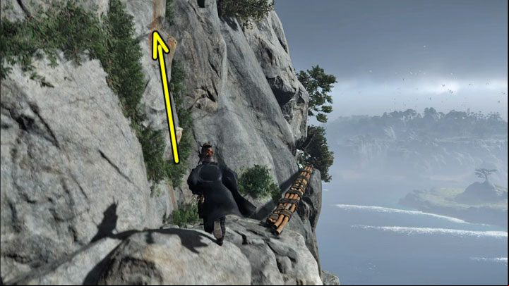 Continue on, skipping over small precipices and climbing on higher ledges - Ghost of Tsushima Iki Island: How to reach Saruiwa peak? - Secrets and Collectibles - Ghost of Tsushima Guide, Walkthrough
