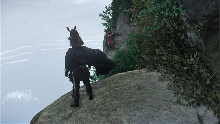 You will find yourself on a rock ledge with an interactive hook next to it - Ghost of Tsushima Iki Island: How to reach Saruiwa peak? - Secrets and Collectibles - Ghost of Tsushima Guide, Walkthrough