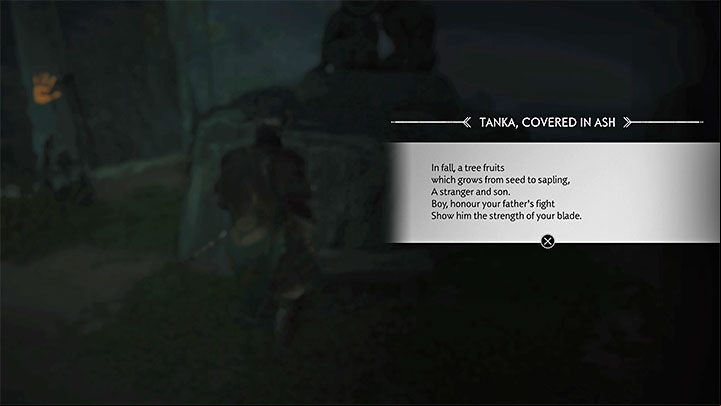 At the base of the statue, you will find a scroll - it contains a clue to the puzzles solution - Ghost of Tsushima Iki Island: Shrine of Ash - Secrets and Collectibles - Ghost of Tsushima Guide, Walkthrough