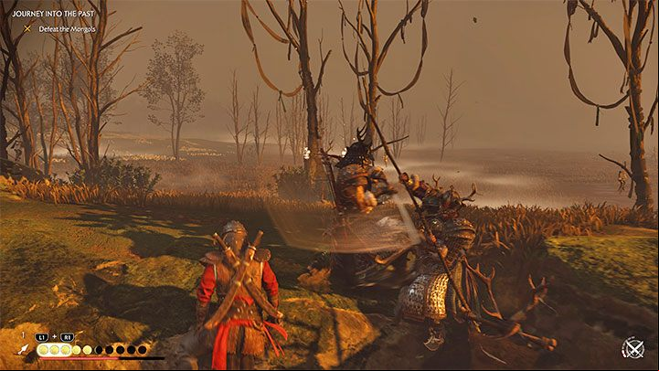 You will encounter shamans for the first time during this fight - they encourage other enemies to fight, simultaneously increasing their combat skills - Ghost of Tsushima Iki Island: Journey Into the Past - walkthrough - Main Missions - Ghost of Tsushima Guide, Walkthrough
