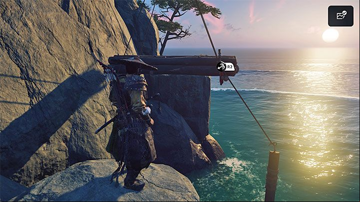 The path here is linear, although it involves some climbing, rope-running and using the grappling hook - Ghost of Tsushima Iki Island: Jin from Yarikawa - walkthrough - Main Missions - Ghost of Tsushima Guide, Walkthrough
