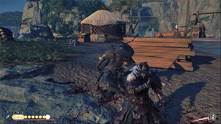 Once you get close to your opponents, begin to sneak - Ghost of Tsushima Iki Island: Jin from Yarikawa - walkthrough - Main Missions - Ghost of Tsushima Guide, Walkthrough