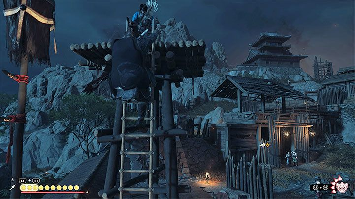 Despite having the first few comrades you, the recommended tactic is still to remain hidden - Ghost of Tsushima Iki Island: The Lightning in the Storm - walkthrough - Main Missions - Ghost of Tsushima Guide, Walkthrough
