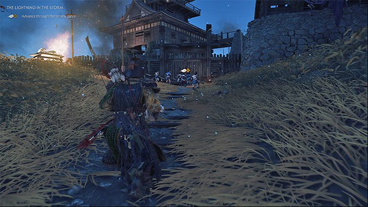 You need to head for the next big fort gate - Ghost of Tsushima Iki Island: The Lightning in the Storm - walkthrough - Main Missions - Ghost of Tsushima Guide, Walkthrough