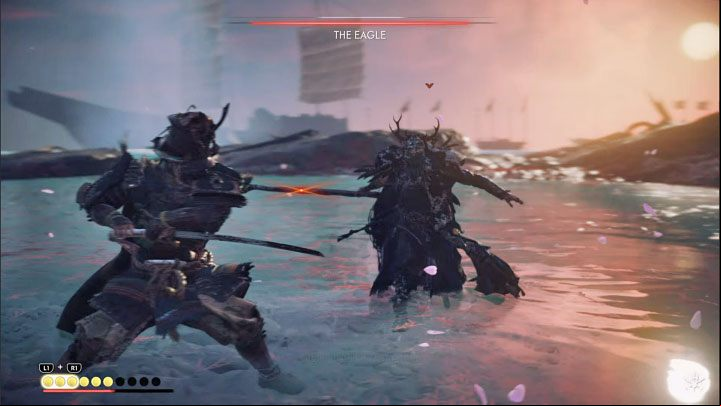 As in most other difficult fights, the key to weakening the Eagle is to parry her attacks and use dodges - Ghost of Tsushima Iki Island: The Blessing of Death - walkthrough - Main Missions - Ghost of Tsushima Guide, Walkthrough