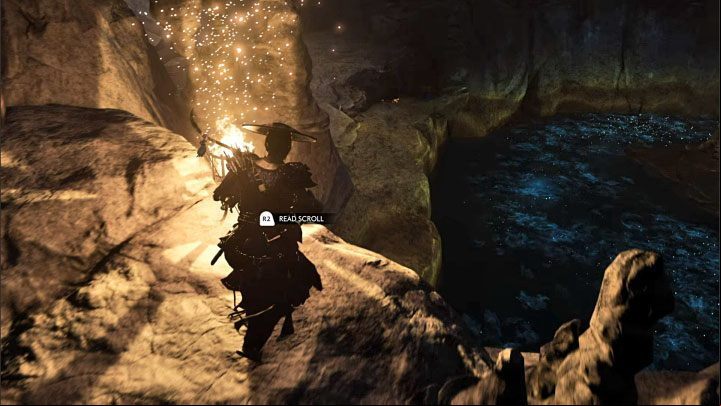 You dont have to explore the entire cave, although if you are determined to do so, you might come across some small loot and scrolls with notes - Ghost of Tsushima Iki Island: The Legend of Black Hand Riku - walkthrough - Mythic Tales - Ghost of Tsushima Guide, Walkthrough