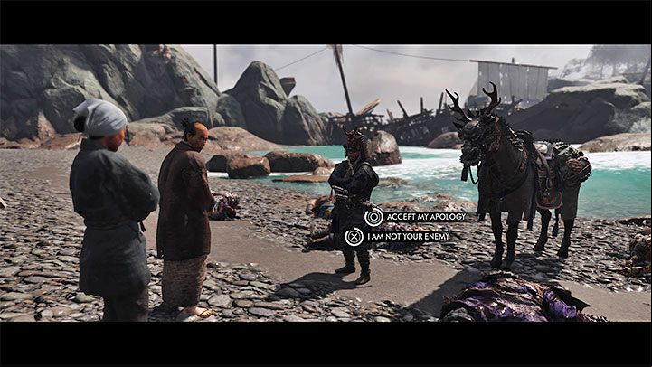 Meet the people from the camp to end this quest - Ghost of Tsushima Iki Island: The Legacy of Kazumasa Sakai - walkthrough - Mythic Tales - Ghost of Tsushima Guide, Walkthrough