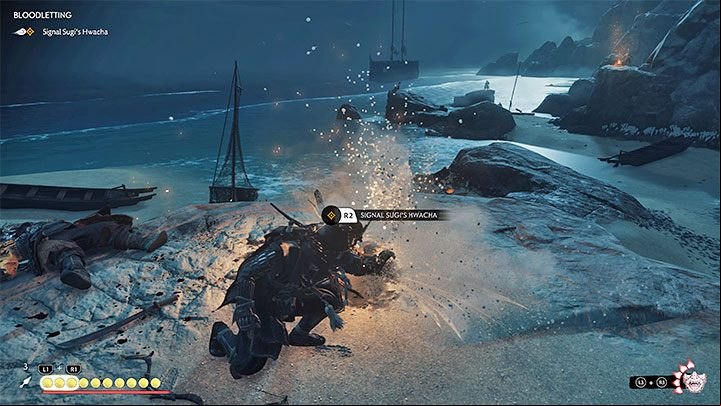 Your task is to reach the three bonfires in this location - each of them is marked on the map of the area - Ghost of Tsushima Iki Island: Bloodletting - walkthrough - Side Quests - Ghost of Tsushima Guide, Walkthrough