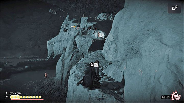 The third and final bonfire is on the right side and you dont have to climb down the rocks to get to it - Ghost of Tsushima Iki Island: Bloodletting - walkthrough - Side Quests - Ghost of Tsushima Guide, Walkthrough