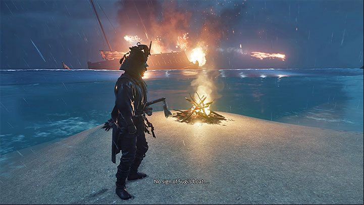After winning the battle, reach the marked location - it will be a kindled bonfire by the water - Ghost of Tsushima Iki Island: Bloodletting - walkthrough - Side Quests - Ghost of Tsushima Guide, Walkthrough