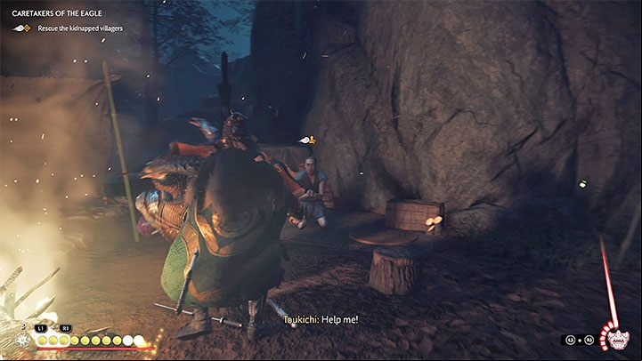 The next person to save is Toukichi - Ghost of Tsushima Iki Island: Caretakers of the Eagle - walkthrough - Side Quests - Ghost of Tsushima Guide, Walkthrough