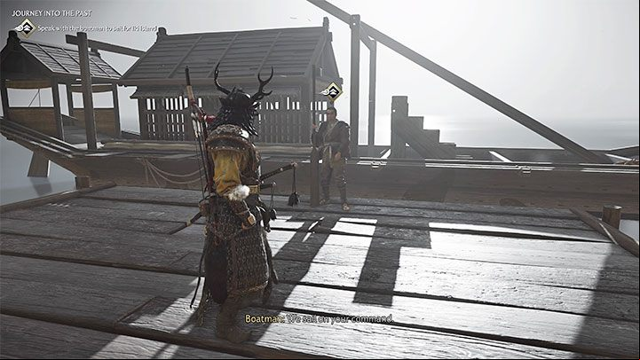 The first quest of the DLC requires you to search the village and fight the Mongols who came from the Iki island - Ghost of Tsushima: How to unlock Iki Island? - Basics - Ghost of Tsushima Guide, Walkthrough