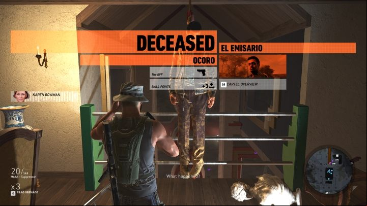 On the top floor, you will find hanged El Emisario - El Emisario | Ocoro Walkthrough - Ocoro - Tom Clancys Ghost Recon: Wildlands Game Guide