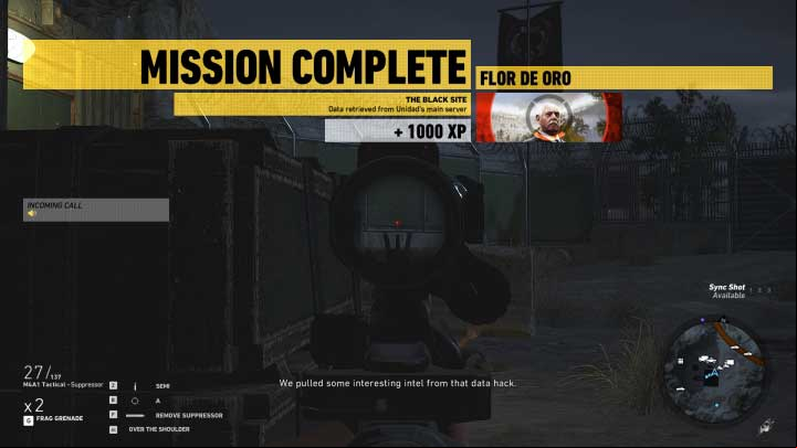 Once the is complete, stop fighting and hide until the Unidad forces had abandoned the search - The Black Site | Flor De Oro walkthrough - Flor De Oro - Tom Clancys Ghost Recon: Wildlands Game Guide