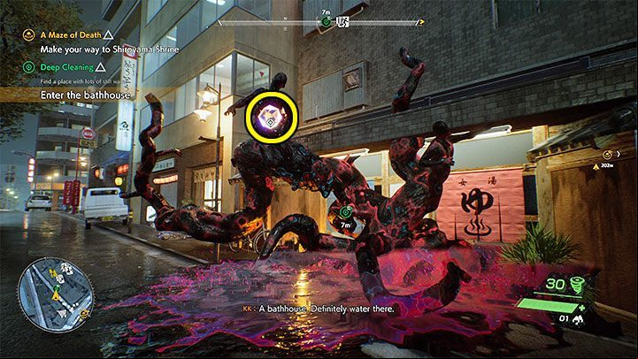 Exit the building and head towards the area marked on the map - Ghostwire Tokyo: Deep Cleaning - walkthrough - Quests available from chapter 2 - Ghostwire Tokyo Guide