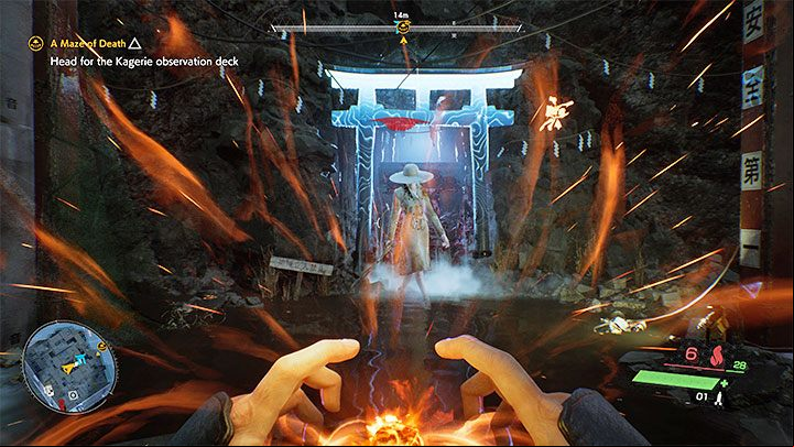 While cleansing the Torii Gate by the Yashin Shrine, you will be interrupted by Kuchisake, an elite enemy - Ghostwire Tokyo: A Maze of Death - walkthrough - Chapter 2: Trouble - Ghostwire Tokyo Guide