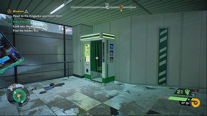 The ghost is hiding in a new area marked green on the map - Ghostwire Tokyo: Hide and Seek - walkthrough - Quests available from chapter 3 - Ghostwire Tokyo Guide