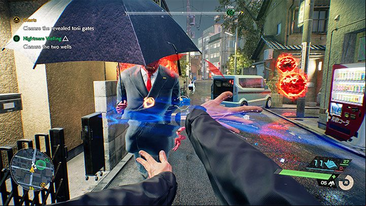 The locations of two corrupted wells will be marked on the map with green circles - Ghostwire Tokyo: Nightmare Welling - walkthrough - Quests available from chapter 4 - Ghostwire Tokyo Guide