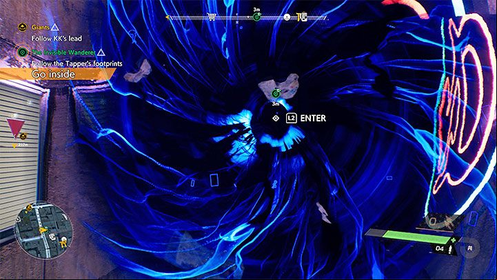 You'll encounter yet another levitating orb on the way - using spectral vision will activate a hole (a portal) - Ghostwire Tokyo: The Invisible Wanderer - walkthrough - Quests available from chapter 4 - Ghostwire Tokyo Guide