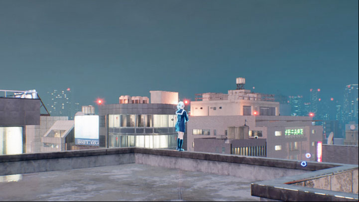 Reach the roof in question and look around the area marked with a green circle - Ghostwire Tokyo: After the End 2 - walkthrough - Quests available from chapter 4 - Ghostwire Tokyo Guide