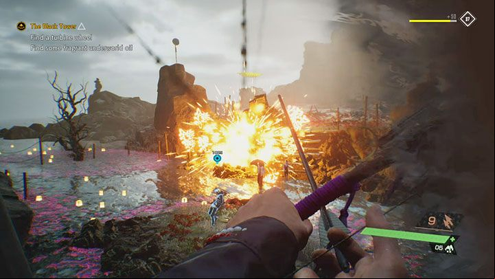 to aim a little higher, because all enemies will be quite far away - Ghostwire Tokyo: The Black Tower - walkthrough - Chapter 4: Contortion - Ghostwire Tokyo Guide