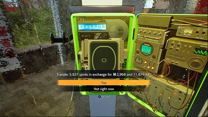 With absorbed ghosts, you must reach the phone booths and confirm that you want to send them to a safe place - Ghostwire Tokyo: Experience points (XP) - how to earn? - FAQ - Ghostwire Tokyo Guide