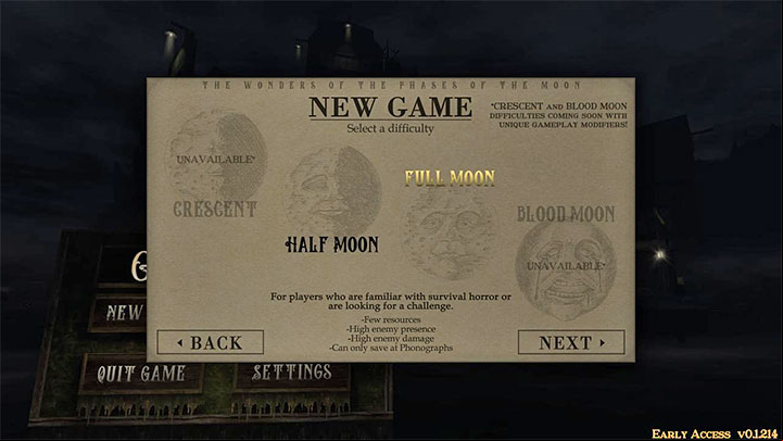 During Gloomwood's Early Access (September 2022) only two out of four planned difficulty levels are available - Gloomwood: Beginners guide - Basics - Gloomwood Guide, Walkthrough