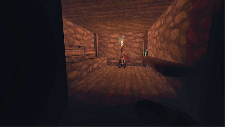 You can't extinguish the torches hanging on the walls - Gloomwood: Light sources - can they be extinguished? - FAQ - Gloomwood Guide, Walkthrough