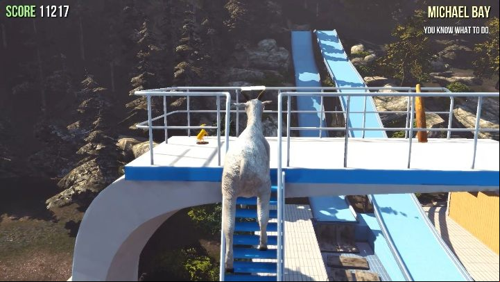 Theres a huge jumping ramp by the pool - Goat statues in Goat Simulator - Basics - Goat Simulator Guide