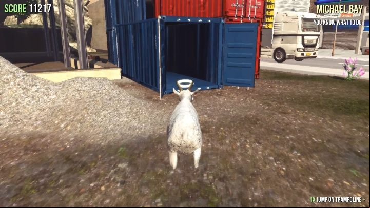 You will find the statue in a blue container, near the construction site - Goat statues in Goat Simulator - Basics - Goat Simulator Guide