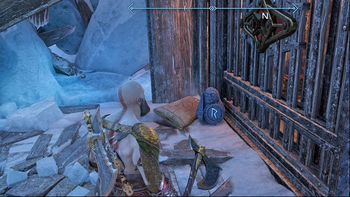 Seal 2 is next to one of the bars that can be moved sideways - God of War Ragnarok: Aesir Prison Wreckage, Niflheim - secrets, collectibles - Niflheim - God of War Ragnarok Guide