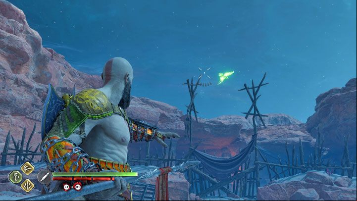 The spear is especially useful when targeting Odin's Ravens flying over the visited locations, as you can more easily adjust the flight path of the thrown weapon and hit the bird in the air - God of War Ragnarok: How to hit distant targets (shields, torches, Odins ravens)? - Exploration - God of War Ragnarok Guide