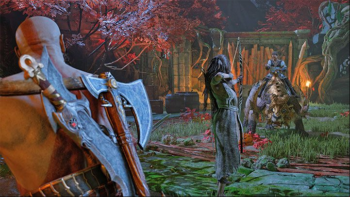 You will unlock the option to jump down to the arena next to the altar - God of War Ragnarok: Creatures of Prophecy - walkthrough - Walkthrough - God of War Ragnarok Guide