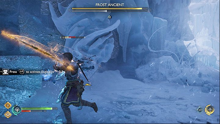 You have to defeat a Frost Ancient mini-boss - God of War Ragnarok: Unlocking the Mask - walkthrough - Walkthrough - God of War Ragnarok Guide
