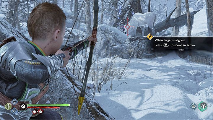 After finding the deer, you will switch to Atreus and have to take a shot from the bow - God of War Ragnarok: Hunting for Solace - walkthrough - Walkthrough - God of War Ragnarok Guide
