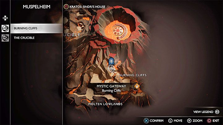 Return downstairs, go to any Mystic Gateway and choose the Sindri's House as your destination - God of War Ragnarok: Hunting for Solace - walkthrough - Walkthrough - God of War Ragnarok Guide