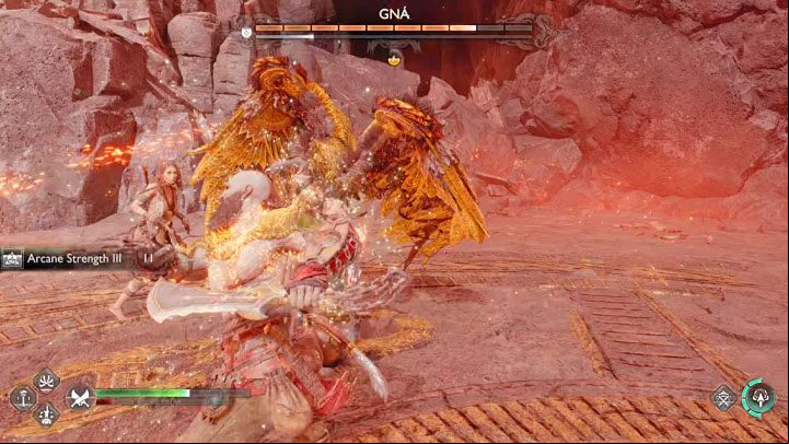 The Valkyrie Queen has a long health bar and is very resilient to attacks - God of War Ragnarok: How to defeat the boss Valkyrie Queen Gna? - Bosses - God of War Ragnarok Guide