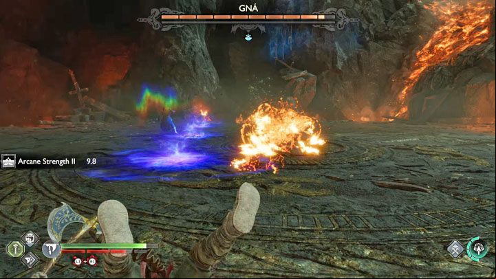 Charge - This is a red attack and you must evade to the side - God of War Ragnarok: How to defeat the boss Valkyrie Queen Gna? - Bosses - God of War Ragnarok Guide