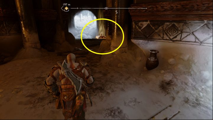 It is in a small room opposite the stronghold entrance - God of War Ragnarok: Raider Stronghold, Midgard - secrets, collectibles - Midgard - God of War Ragnarok Guide