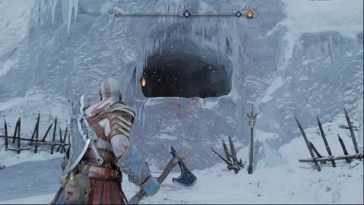 The tunnel leading to the camp is in the southern part of Lake of Nine - God of War Ragnarok: Raider Keep, Midgard - secrets, collectibles - Midgard - God of War Ragnarok Guide