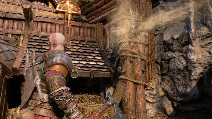 The image above shows blocked access to the upper part of Nidavellir region in Svartalfheim. In this case, you need the Draupnir Spear to unlock the pathway. - God of War Ragnarok: What does the padlock icon mean? - Exploration - God of War Ragnarok Guide