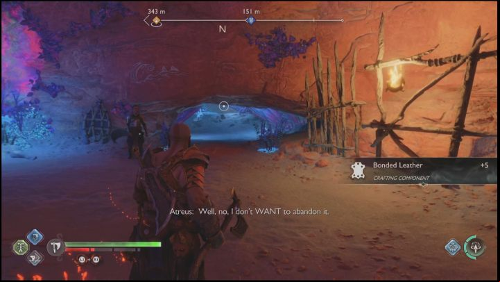 Slide down the chain to the crystal room, where a Dark Elf Lord will be waiting for you - God of War Ragnarok: Secret of the Sands - walkthrough - Favors - Alfheim - God of War Ragnarok Guide