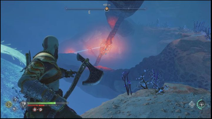 Remove the debris by destroying the red vessel standing next to it - God of War Ragnarok: Secret of the Sands - walkthrough - Favors - Alfheim - God of War Ragnarok Guide