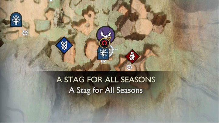 The first Stag is located next to the Mystic Gateway in the Sinkholes region - God of War Ragnarok: A Stag for All Seasons - walkthrough - Favors - Vanaheim - God of War Ragnarok Guide